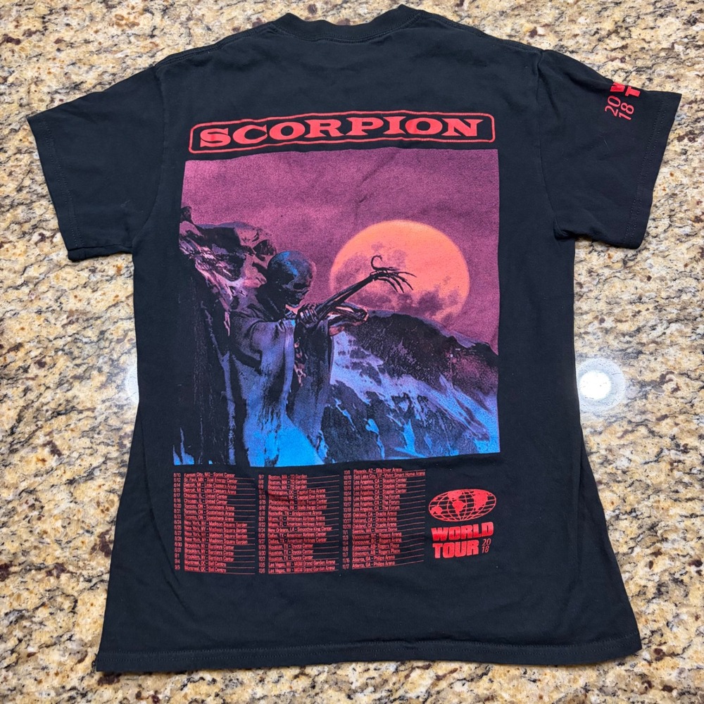 Drake Scorpion World Tour 2018 Concert Graphic T-Shirt Black Small Skeleton ws